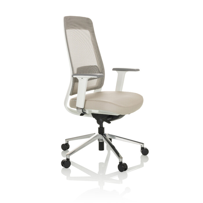 Офісне крісло / поворотне крісло CHIARO T2 WHITE сітка / тканина сіра / бежева hjh OFFICE