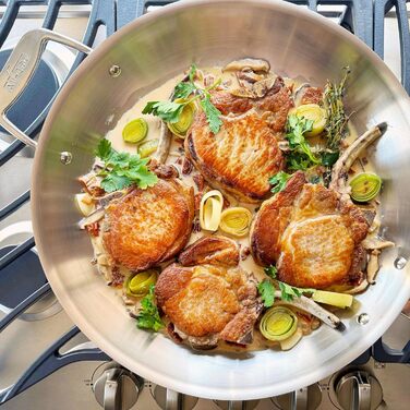 Сковорода All-Clad D5 з нержавіючої сталі з кришкою, 35.6 см (14 дюймів), 5-шарова, сумісна з усіма плитами, включаючи індукційну, та придатна для духовки