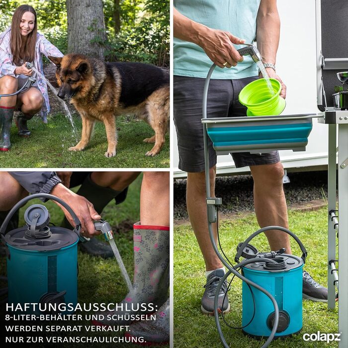 Портативна душова кабіна Colapz з акумулятором та помпою – для кемпінгу, автодому, вана, автомобіля та домашніх тварин
