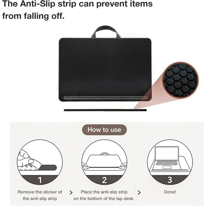 Підставка для ноутбука на коліна, подушка-стільниця для дому, офісу, ліжка/дивану/софи, для ноутбуків до 17 дюймів, планшетів, 30.5 x 57 x 4.5 см, (Mittel – PU)