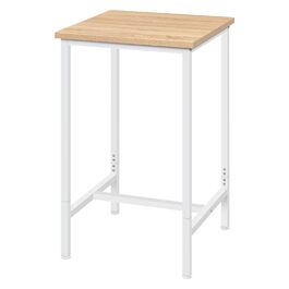 WOLTU Невеликий барний столик 60 x 100 x 60 см, кутовий, метало-дерев'яний, для кухні, бару, вітальні, білий+світлий дуб, BT34hei, без стільців