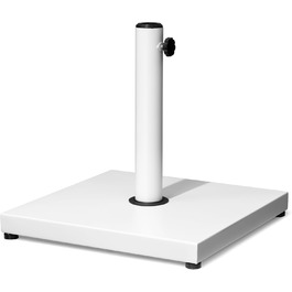 Підставка для парасольки на терасу, 18,1 кг, міцна квадратна підставка з бетону, підставка для ринку з текового дерева (з колесами) (Білий/розкішний сад)