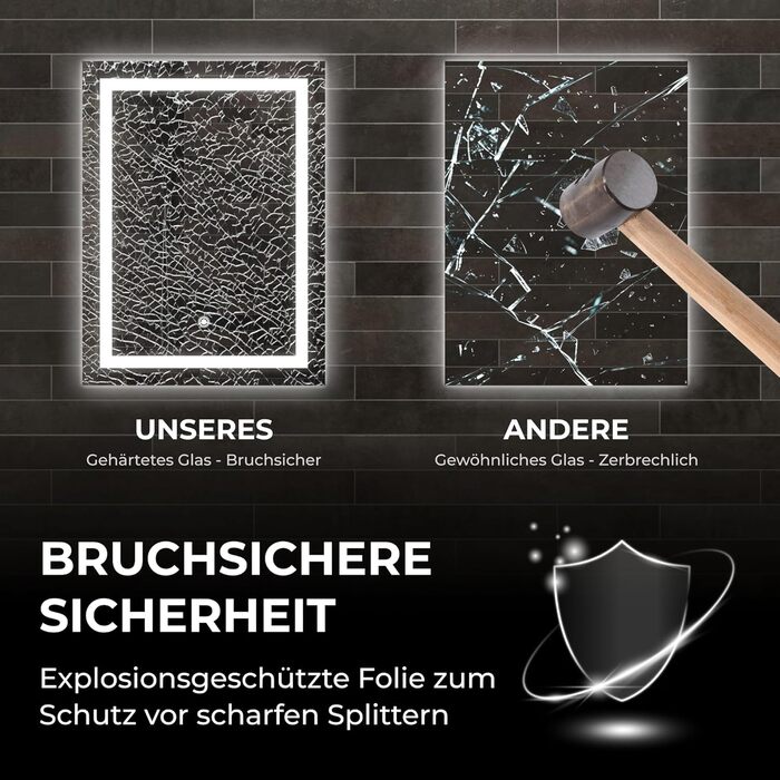 Дзеркало для ванної кімнати BR Bringer LED з підсвічуванням 60x80 см, антизапарник, диммер, 3 кольори світла, сенсорне управління, пам'ять (Модель: BRS102)