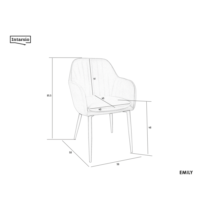 Стілець EMILY чорний каркас/світло-сірий тк.