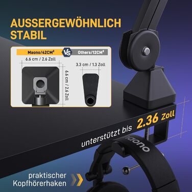Мікрофонна стійка MAONO BA37, регульована, з адаптером 3/8