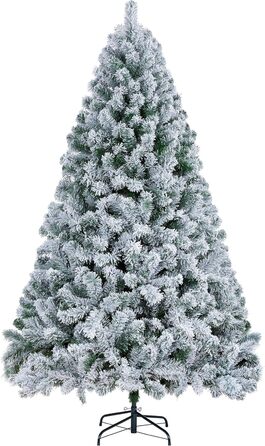 Штучна ялинка Yaheetech зі снігом 183 см (діаметр 120 см), 820 гілок, з металевим підставкою, швидкий монтаж, складана конструкція для Нового року