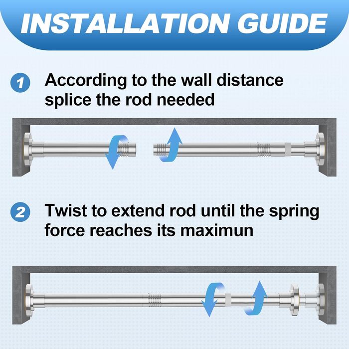 Штанга для душу, телескопічна, 78,9-203,2 см, діаметр 2,5 см, регульована, нержавіюча сталь, хром