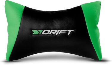 Ігрове крісло DRIFT DR175BUE, штучна шкіра, 2D підлокітники, поршень 4 класу, чорний (зелений)