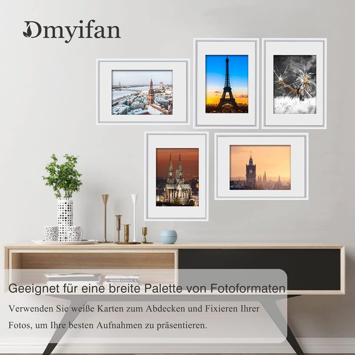 Набір фоторамок 5er Bilderrahmen DIN A4 (13x18 см) білий - рамки для фото, портретів, для дому та офісу з плексигласом, для встановлення та підвішування