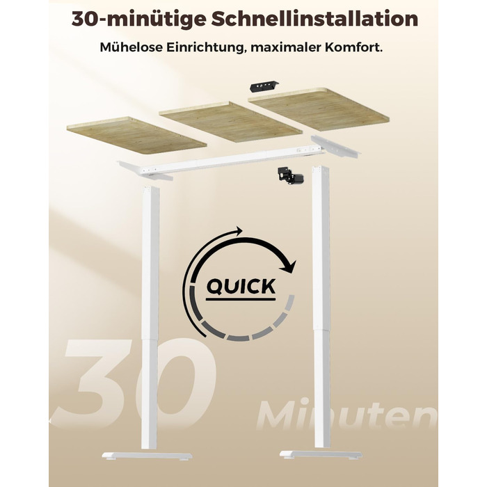 Регульований по висоті письмовий стіл для дому та офісу з пам'яттю на 2 пресети, стіл для ігор та роботи, колір вінтажний коричневий (100 x 60 см)