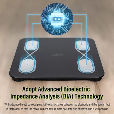 Ваги для жиру в організмі ASOBEAGE Bluetooth Ваги для ванної кімнати з додатком Вага тіла, тип статури, ІМТ, відсоток жиру в організмі, вага м'язів, вміст вісцерального жиру