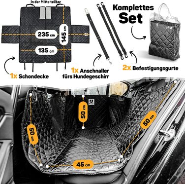 Автомобільна ковдра Wetnose 8in1 для собак-Водонепроникна ковдра для собак на задньому сидінні автомобіля з оглядовим вікном і роздільним доступом - простий у догляді килимок для собак на задньому і передньому сидіннях / безкоштовний пристібається ремінь