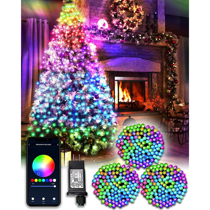DOTWAYAW Гірлянда світлодіодна святкова 40м 400 LED, керування через додаток, 16 млн кольорів RGB, для прикраси ялинки