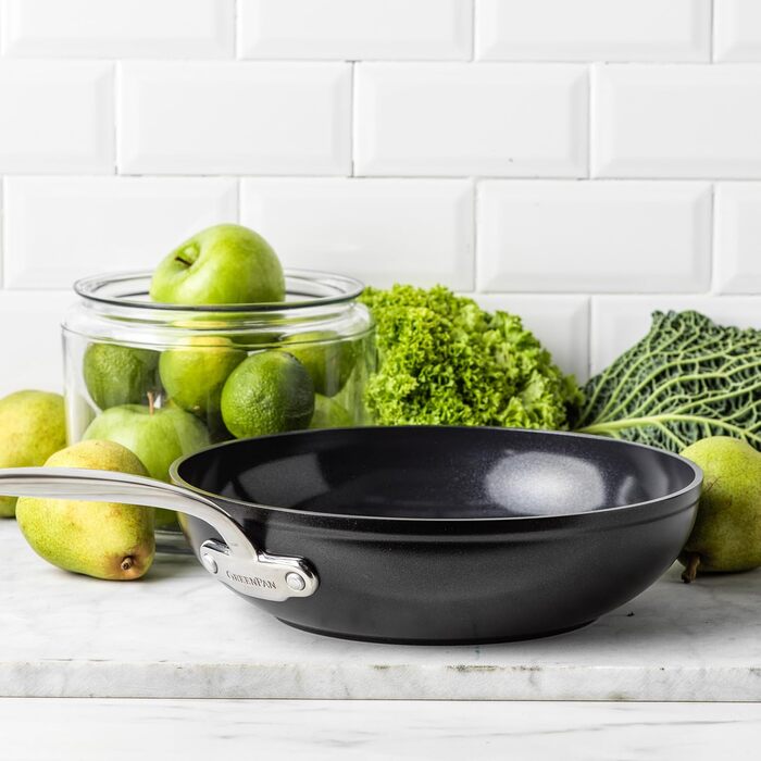 GreenPan Barcelona Wok 28 см з керамічним антипригарним покриттям, нержавіюча сталь, для індукції, сумісний з духовкою, чорний