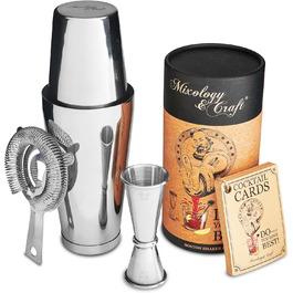 Набір для приготування коктейлів Mixology & Craft Cocktail Set: шейкер, барний аксесуар, сріблястий
