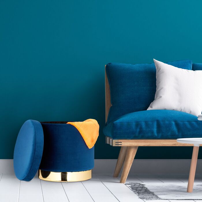 Relaxdays М'яке крісло-пуф з місцем для зберігання, блакитне