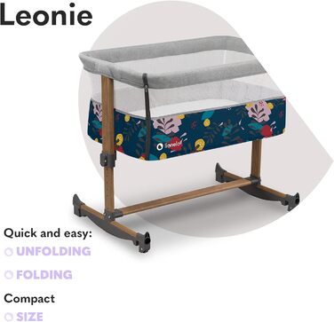 Дитяче ліжко Lionelo Leonie Plus 3 в 1 (колиска, ліжко-приліжко, гойдалка) блакитне, до 9 кг, з кошиком