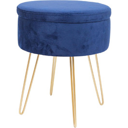 Пуф з бархатом Harbour Housewares: кругла модель, 45x36 см з місцем для зберігання | Пуф для вітальні, туалетного столика, спальні