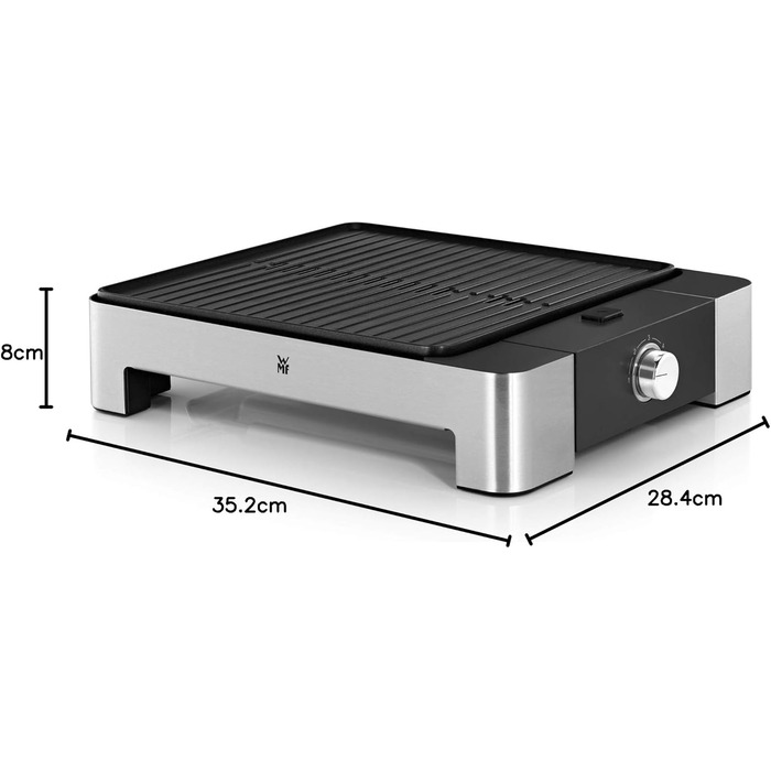 Електричний гриль WMF Lono Quadro: компактний гриль з нержавіючої сталі, 1250 Вт, для дому, легко миється