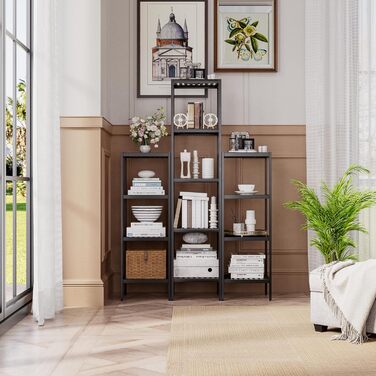 SMIBUY Поличка для ванної кімнати, 5 ярусів, бамбукова поличка, органайзер, багатофункціональна поличка для вітальні, спальні, кухні (Чорний)