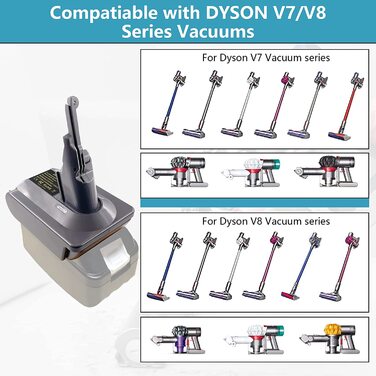 Адаптер BTRUI для Dyson V7/V8 з батареєю Makita 18V для пилососа для тварин/пухнастих/моторних головок (MT18V7/V8)