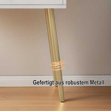 Трюмо YuYe з LED-підсвічуванням, регульованою яскравістю, з пуфом, 5 шухлядами та 3 полицями, сучасний дерев'яний комод для макіяжу білого кольору (121)