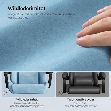 Ігровий крісло WOLTU з регульованою спинкою, обертовий офісний крісло з підлокітниками, підставкою для ніг, поперековою підтримкою, підголівником, блакитний