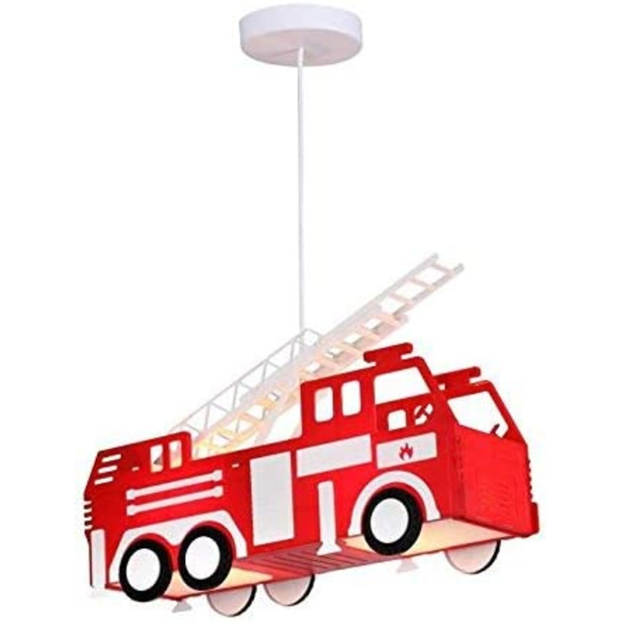 Підвісний світильник у вигляді пожежної машини, червоний Підвісний світильник, освітлення для дитячої ігрової кімнати, Globo 15726