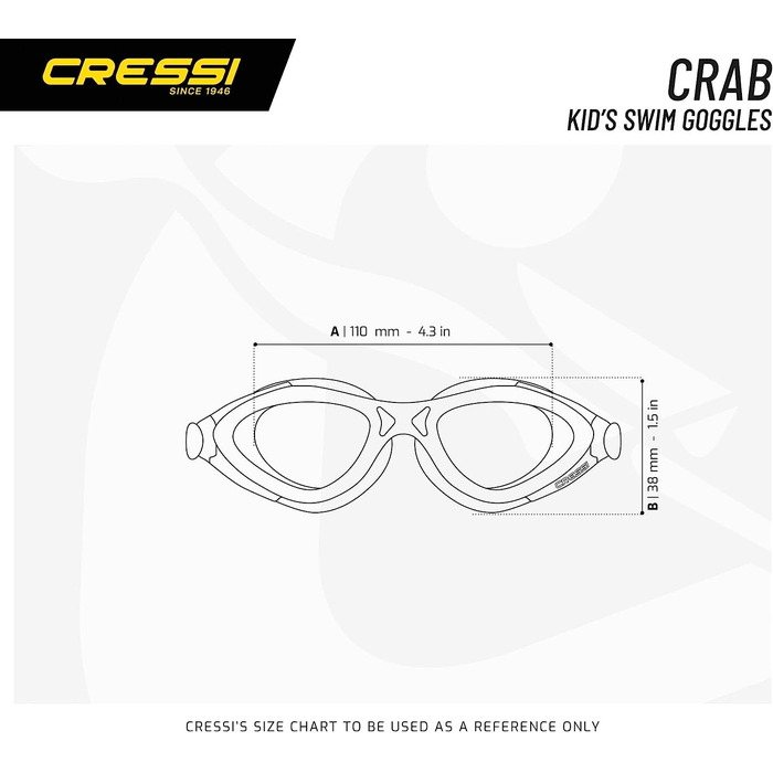 Дитячі плавальні окуляри Cressi Kids King Crab преміум-класу (вік краба 2/7 роки, світло-блакитні прозорі лінзи)