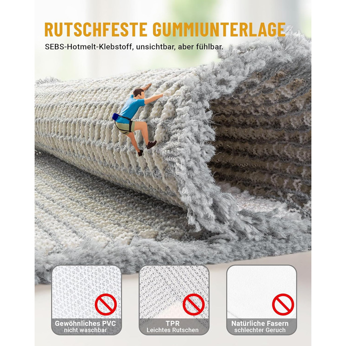 Набір килимків для ванної кімнати, антиковзні килимки, килимок для ванної кімнати (2 шт), стиль бохо, для ванної, спальні, вітальні, прання, душ, декор, 51 x 120 см + 41 x 61 см, коричнево-білий (сіро-білий)