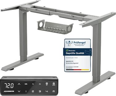 Регульований за висотою електричний стіл MAIDeSITe з 2 моторами, пам'ятью та захистом від зіткнень (72-120 см, сірий)