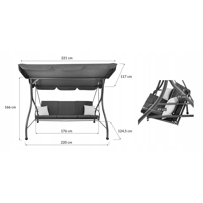 Садова підвісна гойдалка Kontrast, 41 x 130 см