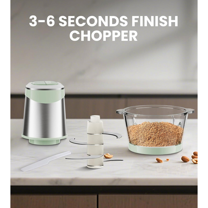 Електричний подрібнювач для кухні ESoundvol 400W з чашею 2л та 4 лезами з нержавіючої сталі - для м'яса, овочів, горіхів, дитячого харчування