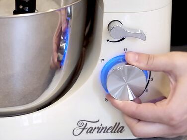 Міксер планетарний BEPER BP.200, 1000 Вт, 4.5 л, нержавіюча сталь, для замішування, подрібнення, приготування тіста, кремового кольору