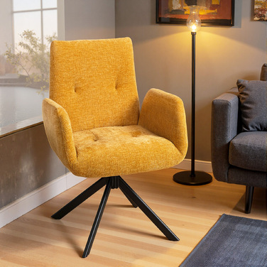 Крісло-шезлонг, акцентне крісло, сучасний дизайн, поворотне, до 120 кг, жовте