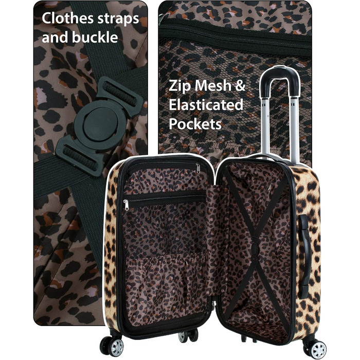Набір валіз Rockland Safari Leopard, 3 шт (20/24/28 дюймів), жорсткий корпус, спіннер