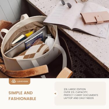 LOVEVOOK Сумка-шоппер з натуральної шкіри, велика, на плечі, для жінок, коричнева (бежево-коричнева, M)