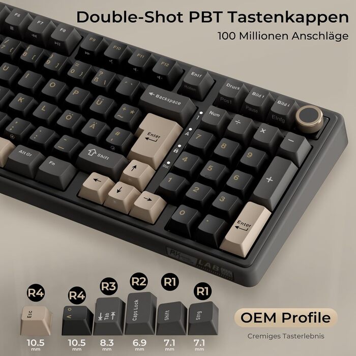 Механічна клавіатура Royal Kludge R98 Pro: 96% layout, RGB, NumPad, PBT, Hot-Swap, Creamy Switches, Grey