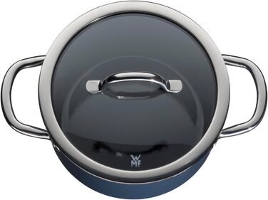 Набір каструль WMF Fusiontec Inspire 3 предмети, індукційні, з кришками, керамічні, стійкі до подряпин, без покриття, темно-сині, вироблено в Німеччині