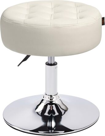 Пуф-стілець для макіяжу Furniliving Mid-Century з регульованою висотою та обертанням; Великий круглий пуф для туалету в спальню або вітальню (Білий)