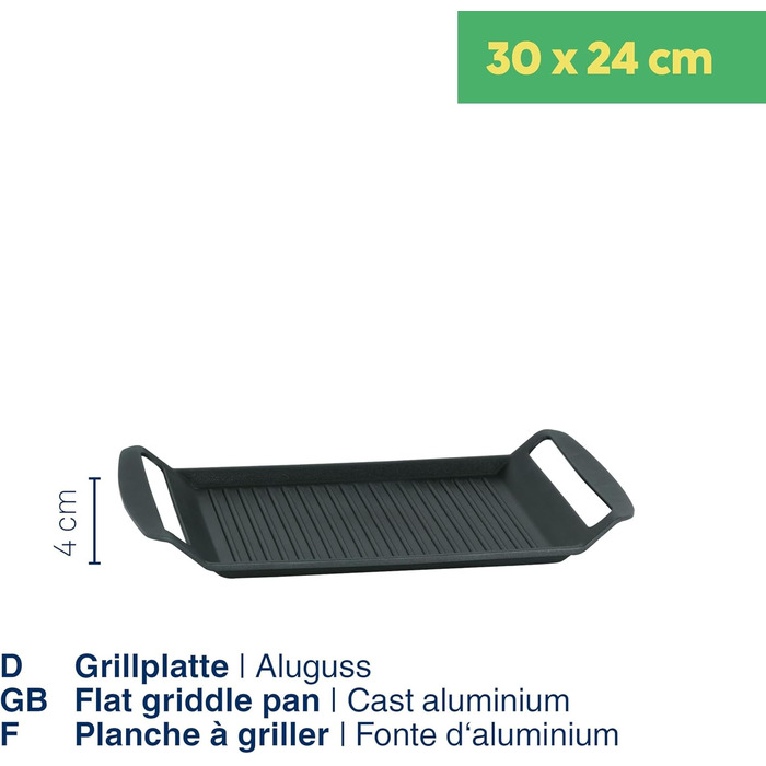 Кела Grillplatte Kerros: Алюмінієва гриль-пательня з антипригарним покриттям, 230°C, для всіх плит, 11564