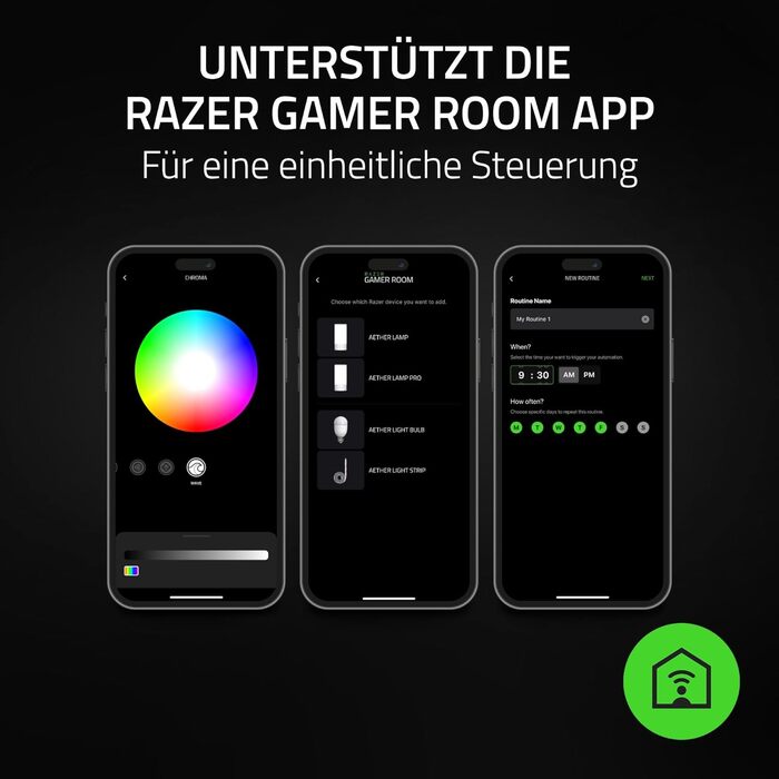 Лампа для монітора Razer Aether Smart Bulb E27 з RGB підсвічуванням для геймінгу, сенсорним керуванням та регулюванням температури кольору та яскравості