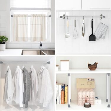 Штанга для штор без свердління AIZESI 113-197 см, телескопічна, для душу/ванної, регульована, діаметр 22 мм, срібна