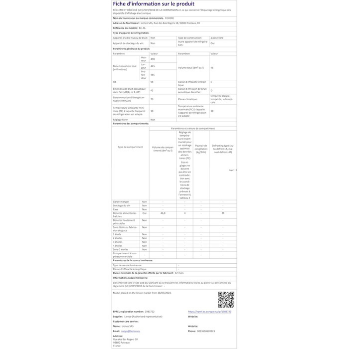 Міні-холодильник FOHERE 46L з відділенням для льоду | Компактний холодильник | Регулювання температури, енергозбереження, тиха робота | Холодильник для напоїв ідеально підходить для офісу, кемпінгу та геймінгу | Змінний бік відкривання дверцят | Чорний