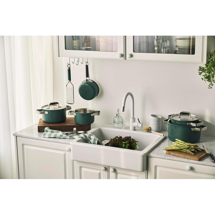 Набір посуду ZWILLING PURE, 5 предметів, нержавіюча сталь 18/10, керамічне покриття, Stay-Cool ручки, придатний для миття в посудомийній машині, зелений