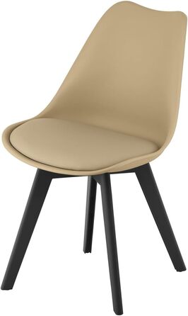 Обідні стільці - Чорні, з м'яким сидінням з екошкіри, поліпропіленові ніжки, сучасний дизайн, набір 4 шт.