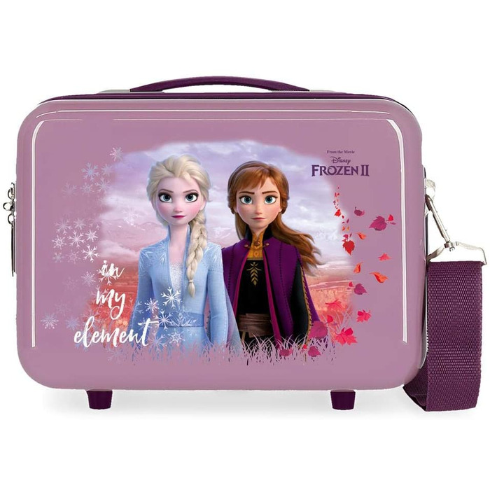 Дитяча сумка Disney Frozen Крижана королева Природа-це диво 50x39x20 смс жорсткий корпус з АБС комбінований замок 34L 2,1 кг 4 колеса Ручна поклажа (фіолетовий, сумка для туалету Nature)
