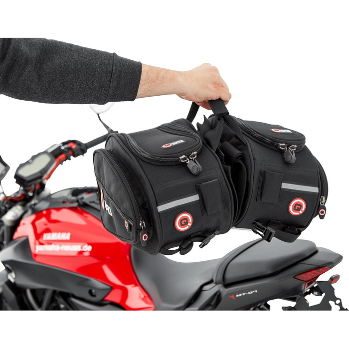 Мотоциклетні сідла QBAG для мотоциклетних сумок Сідельні сумки Мотоциклетні сумки Пара сідлових сумок Багаж для мотоцикла, 22 літри місце для зберігання (2x11 л), дощовик, універсальний майже для кожної моделі, чорний