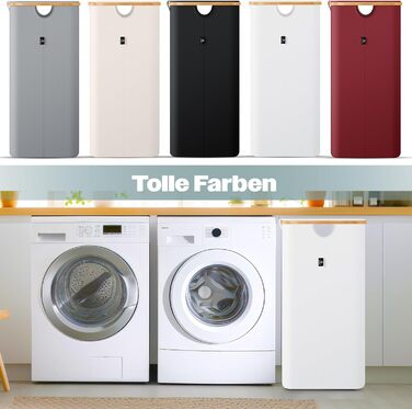 Кошик для білизни KESSER® з кришкою, 2 відділення, складний | Коробка для білизни, кошик, контейнер | 3 знімні мішки для білизни, сортер з інструкціями (140 л, білий)