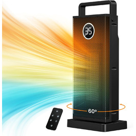 Електричний обігрівач з керамічним нагрівачем, 3 режими, 2000W, осциляція 70°, захист від перекидання, тихий обігрівач для дому та офісу